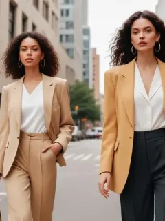 Woman in stylish Shein outfit walking in city