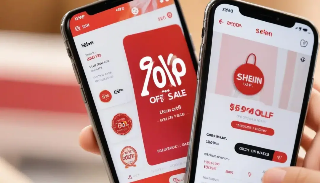 Shein app flash sale notification with 70% off badge