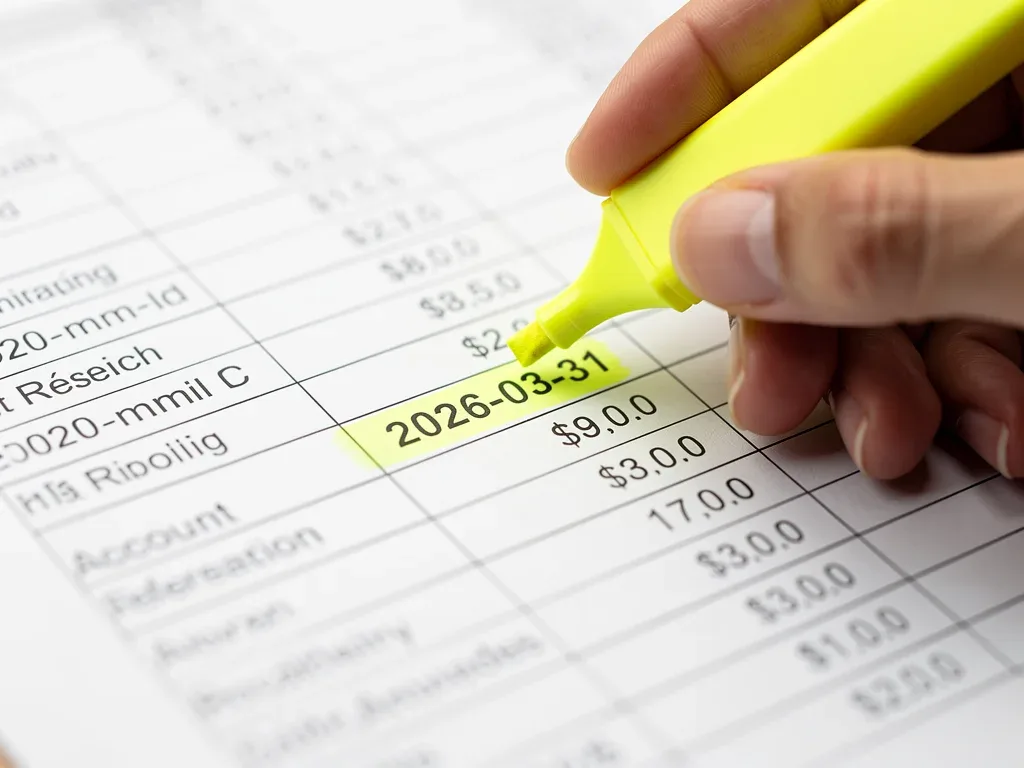 Financial document demonstrating clear and consistent date formatting