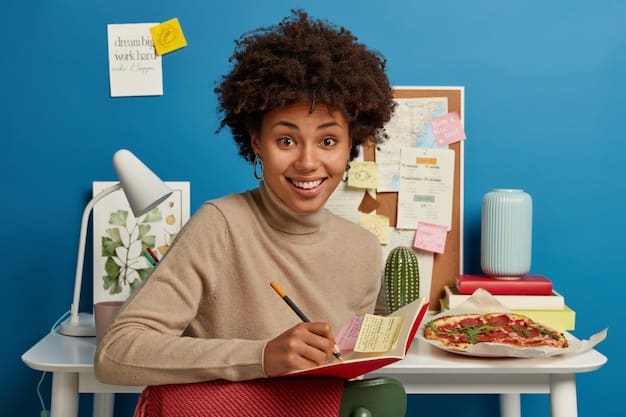 A person happily crossing off tasks from a to-do list, with an organized desk and a sense of accomplishment.