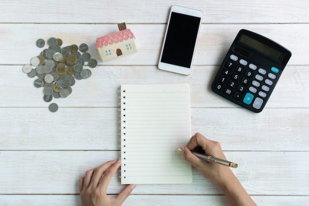 A close-up of hands holding a calculator and a pen over a budget spreadsheet, illustrating careful financial planning.