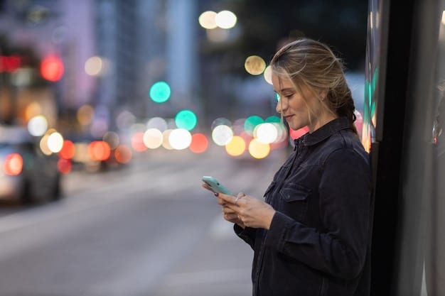 A UK resident looking suspiciously at their mobile phone, receiving a text message with an urgent request for personal information, with London landmarks blurred in the background.