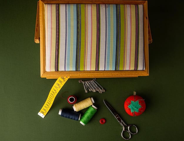 A flat lay of various sustainable fabric swatches in different colors and textures, with a measuring tape and tailoring scissors, depicting design and material innovation.