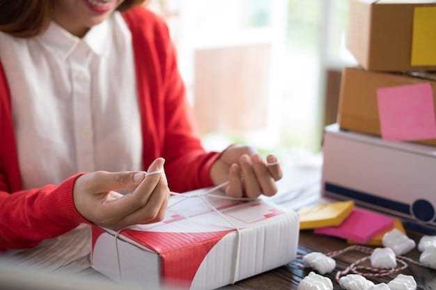 A customer carefully inspecting a return label on a Shein package, with a calendar in the background highlighting return deadlines.