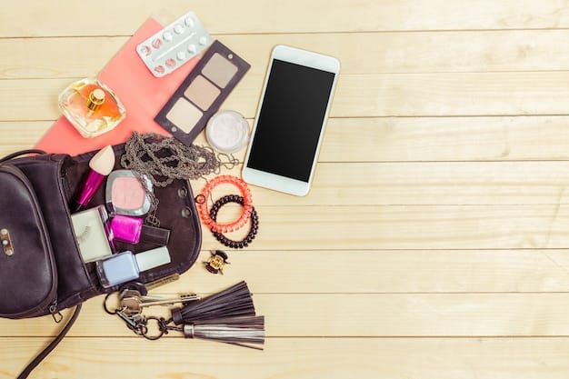 A flat lay of various trendy accessories (jewelry, scarves, handbags) with small price tags indicating steep discounts, suggesting daily deals.