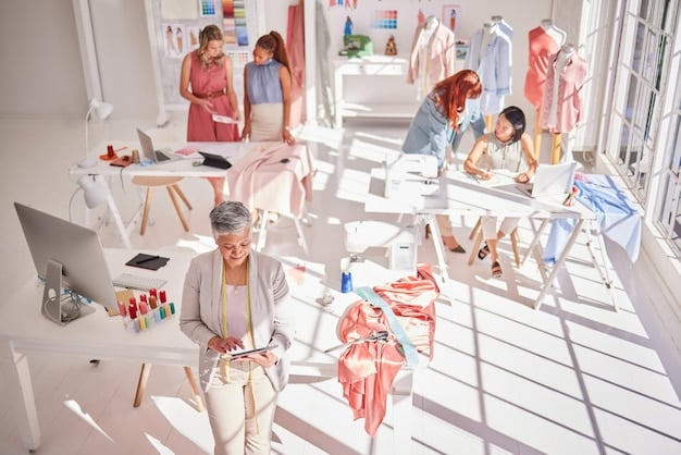 A detailed flat lay of a Shein collaboration garment with a renowned artist, showcasing intricate patterns, unique color palettes, and thematic elements that clearly reflect the artist's signature style, laid out on a clean, light surface.