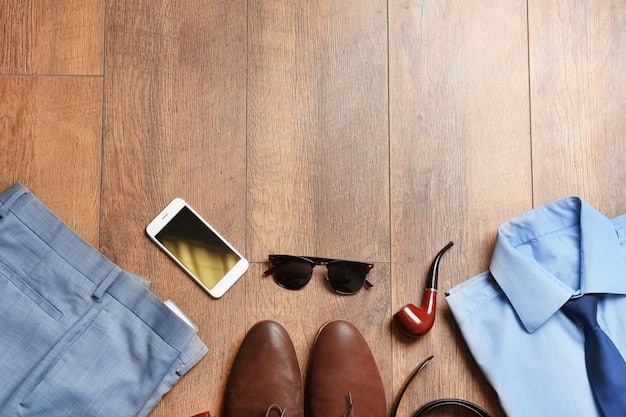 A flat lay of a curated men's outfit from Shein's 2025 collection, including a well-designed graphic tee, a versatile shacket, and a pair of trendy but comfortable joggers, neatly arranged on a neutral background.