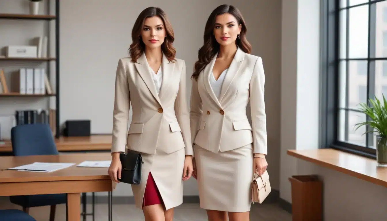 Professional woman in office attire, styling a Shein dress with a blazer and pumps.