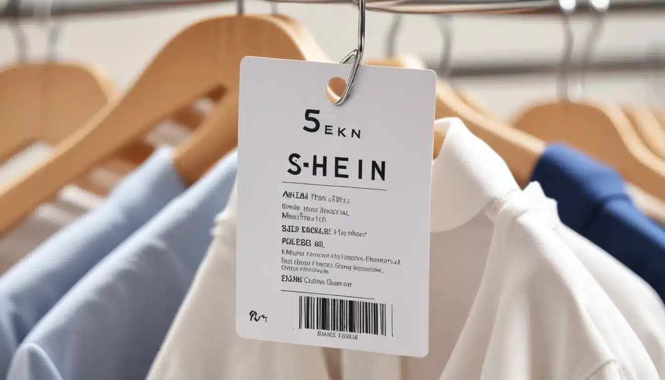 Close-up of a Shein clothing tag with care instructions