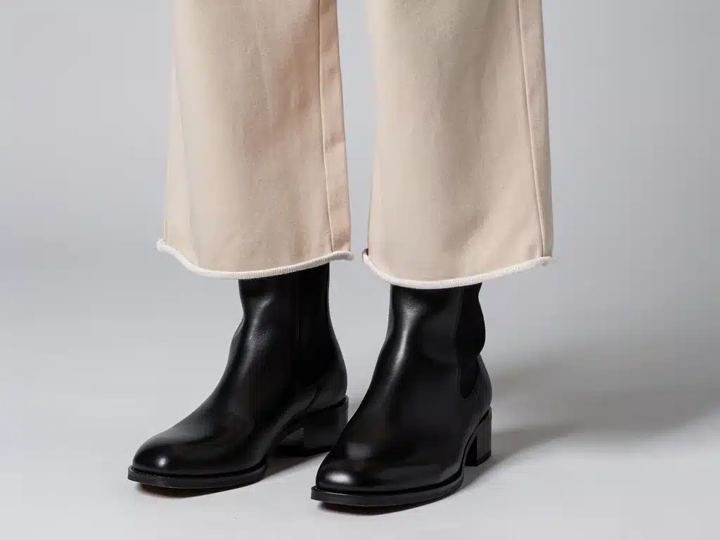 Ankle boots paired with barrel pants for balanced silhouette