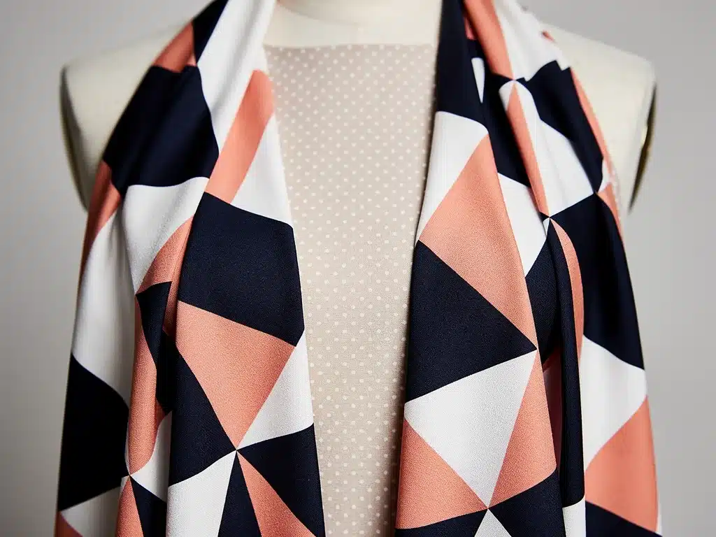 Close-up of harmoniously layered geometric and polka dot patterns.