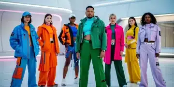 Diverse models in vibrant 2026 fashion, confidently showcasing colorful outfits.